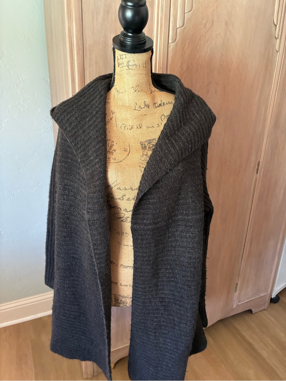 Vince Charcoal Gray English Rib Hooded Cardigan Wool Alpaca Blend Sweater Coat
